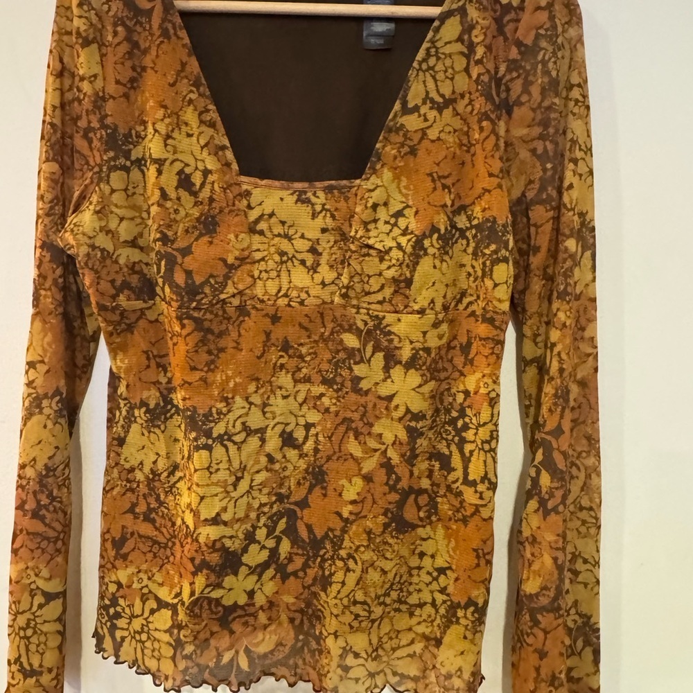 Axcess Sheer Floral Mesh Top| Y2K - Picture 5 of 6